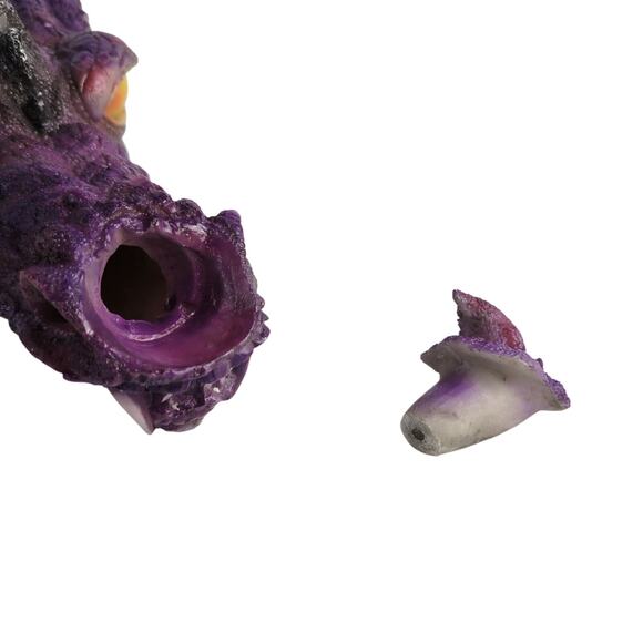 Mythical 12" Purple Dragon Head Stick Incense Burner, Smoke Billows Thru Nose - Picture 7 of 8